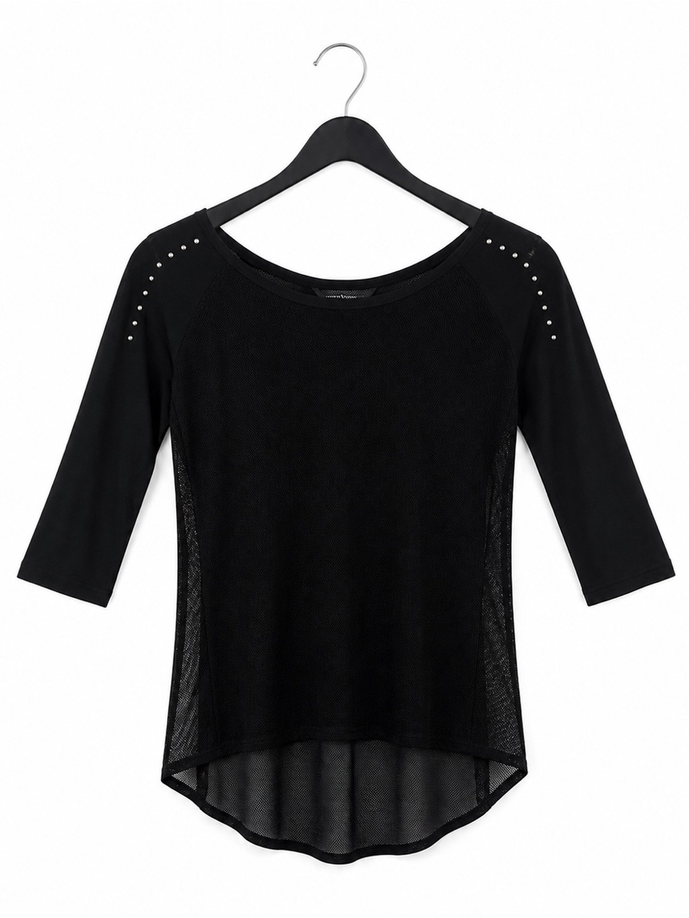 Rock & Republic Black Mesh High-Low Top Silver Studs XS